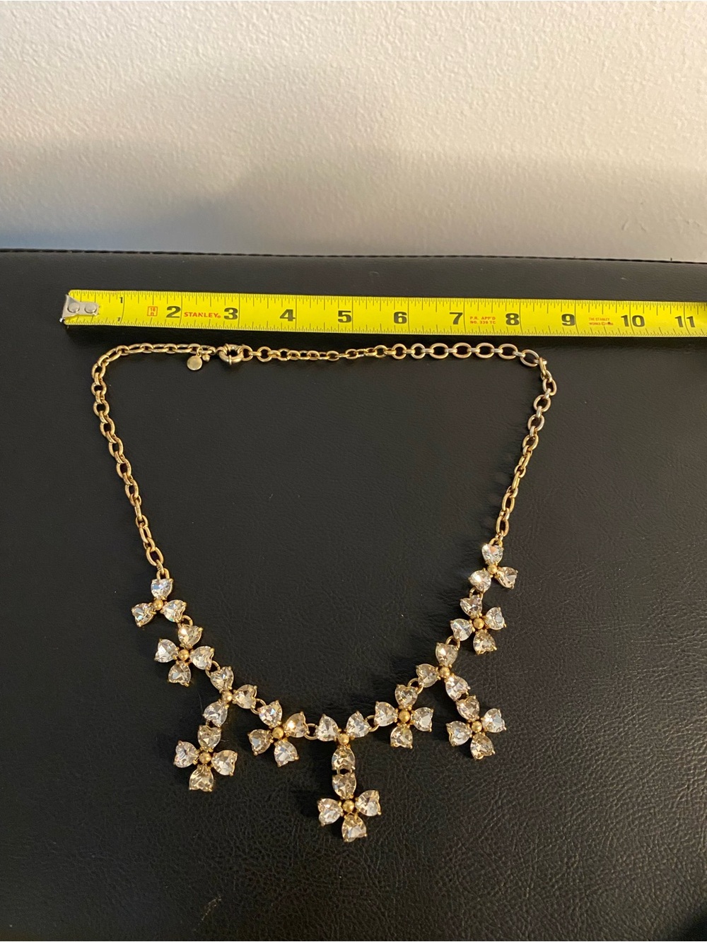 J. Crew Gold and Clear Crystal Floral Bib Necklace - Picture 7 of 11